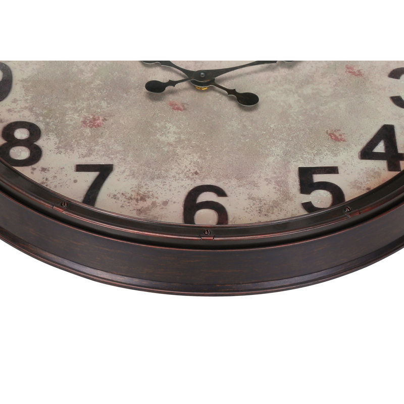 Horloge murale, horloge murale ronde 20 po, brun antique, transitionnel