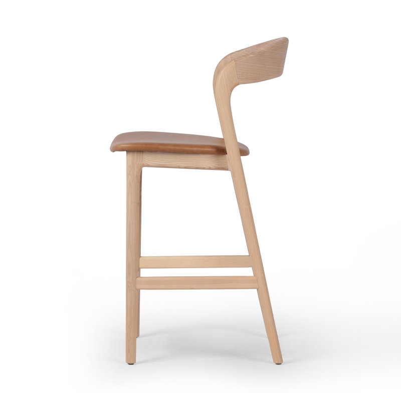 Amare Counter & Bar Stool, Counter Stool (26" Seat Height), Butterscotch Genuine Leather/Natural