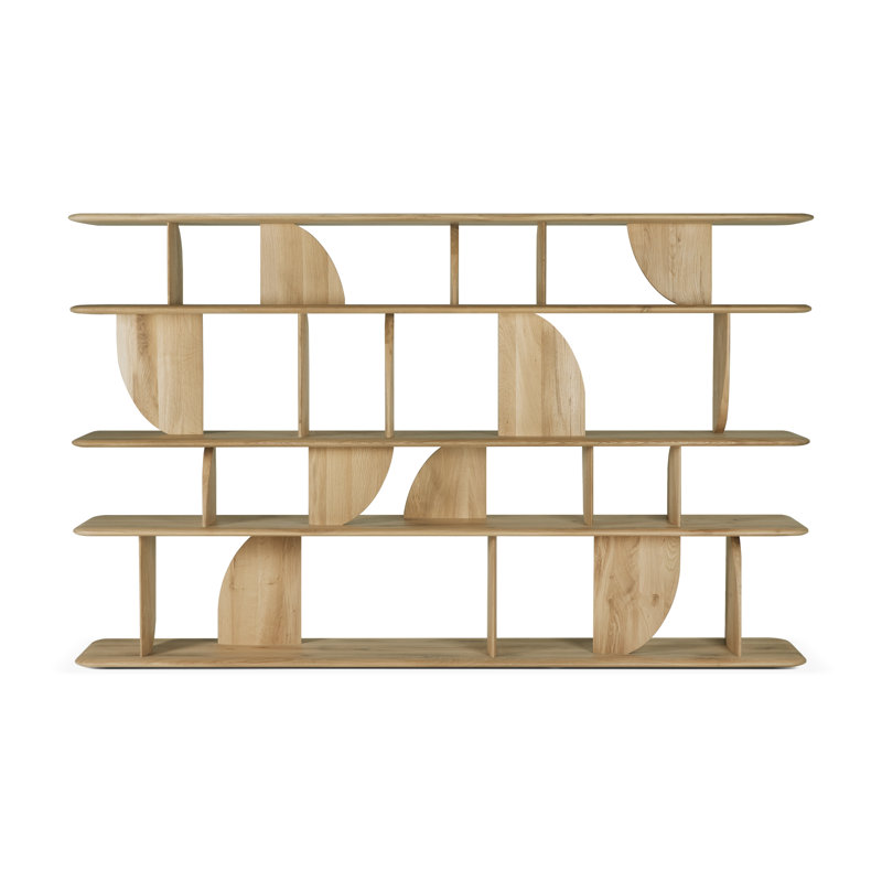 Geometric Solid Wood Geometric Bookcase, Natural