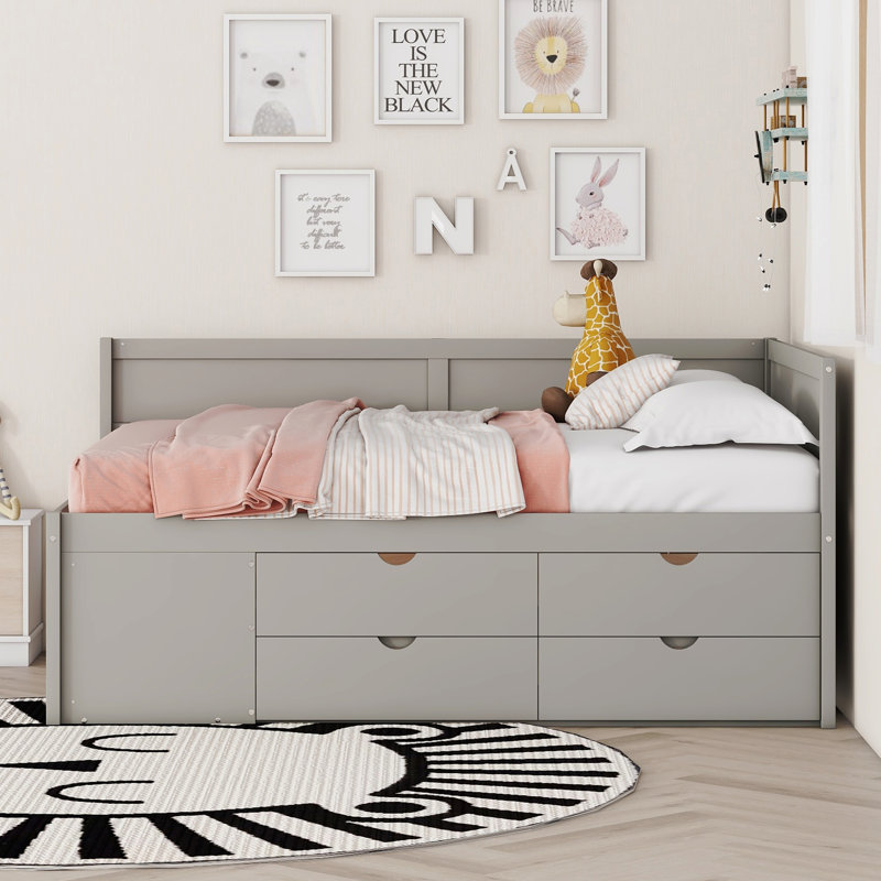 Lit de jour simple avec tiroirs et tablettes, Lit simple, Blanc