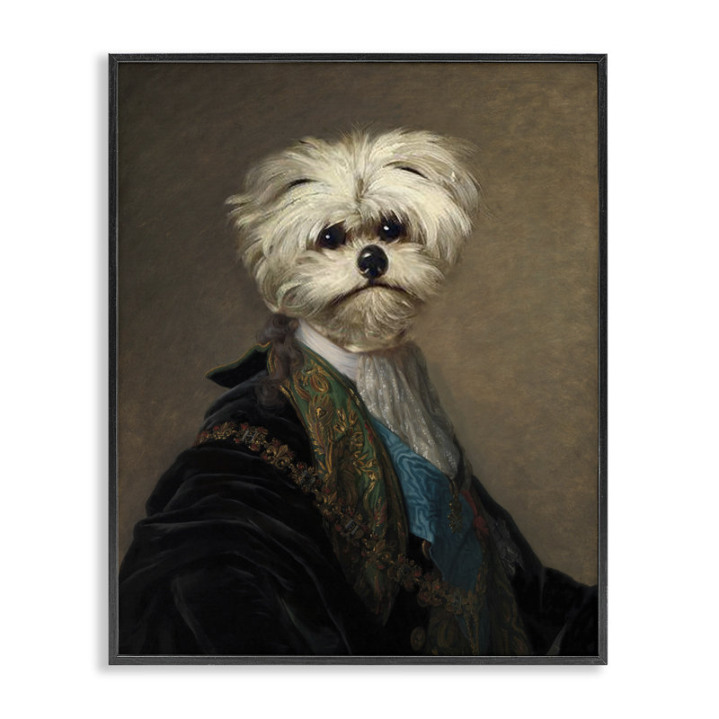 Regal Bichon Frise, art de la giclée par CAD Designs, Giclée encadrée noir minuit, H 14 po x l 11 po