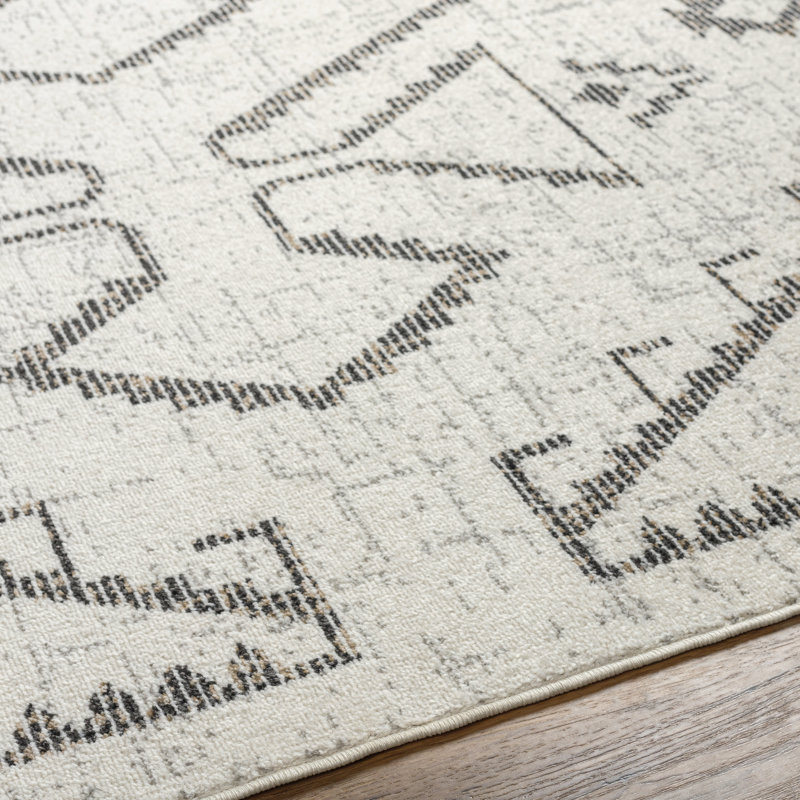 Grayland Geometric Machine Woven Area Rug in Cream/Brown, Rectangle 7'10" x 10'