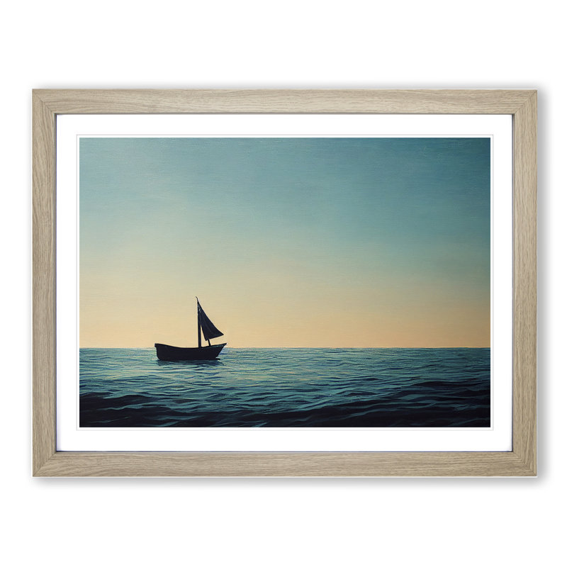 Solo Sailing Boat Vol.3 - Framed Print, 34cm H x 46cm W x 2cm D, Oak