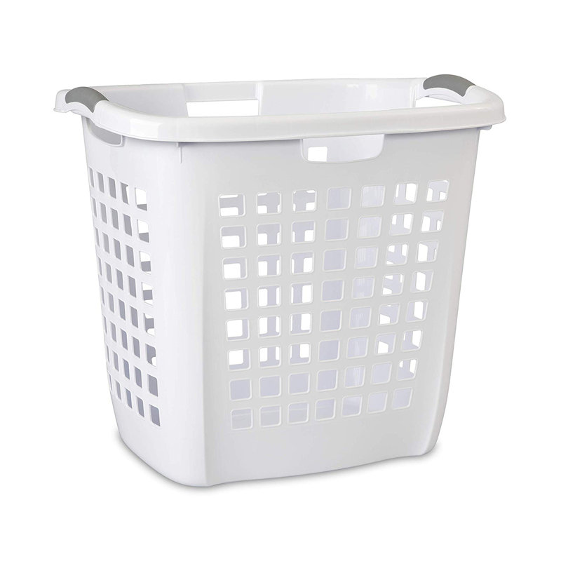 Plastic Laundry Basket, White