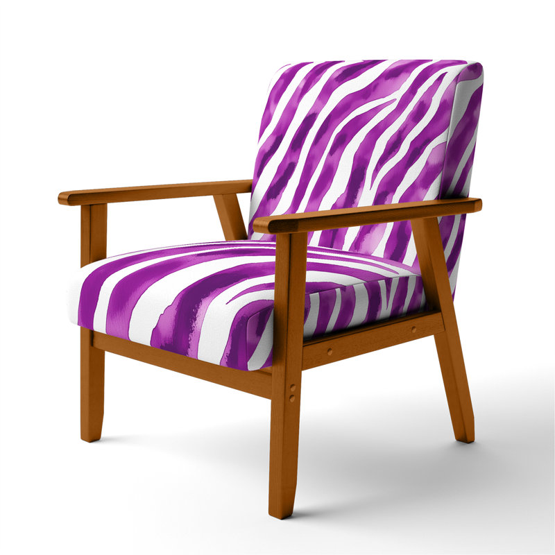 Chaise à accoudoirs rembourrée Zebra, Mauve / Blanc, Brun
