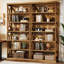 71" Industrial 6-Tier Bookshelf with Decorative Side Panels, Rustic Brown