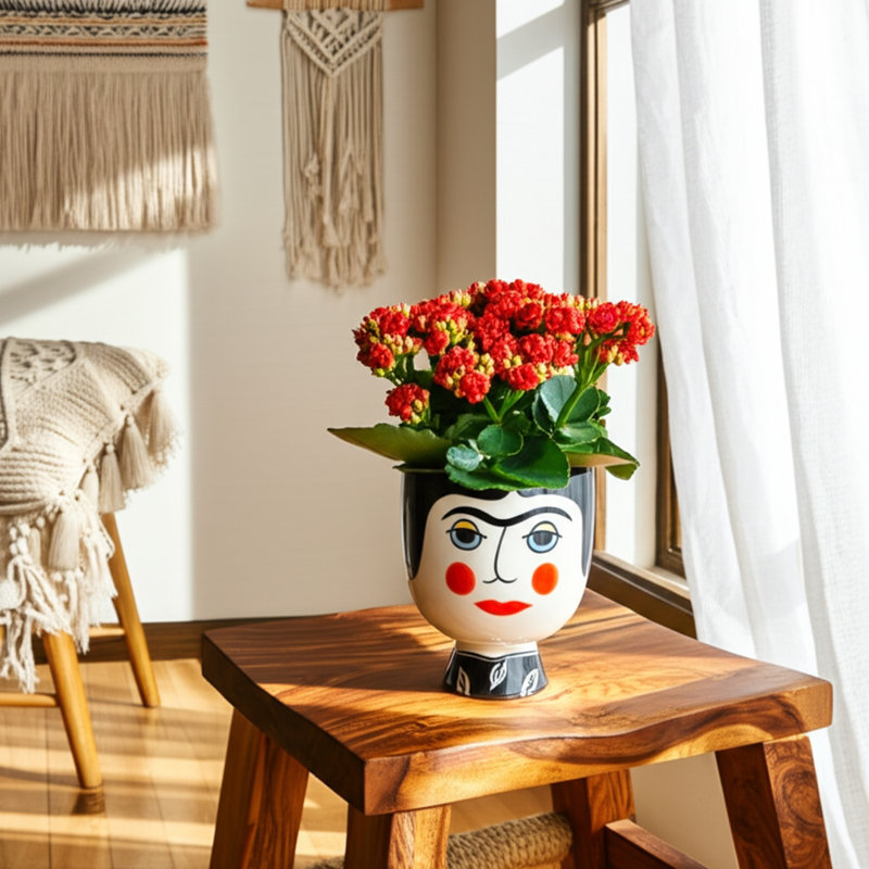Pot à fleurs en grès Daaiyah Boho