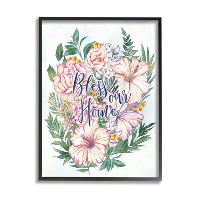 «Bless Our Home Classic Flower Blossom Bouquet Typographie» par Ziwei Li - Peinture