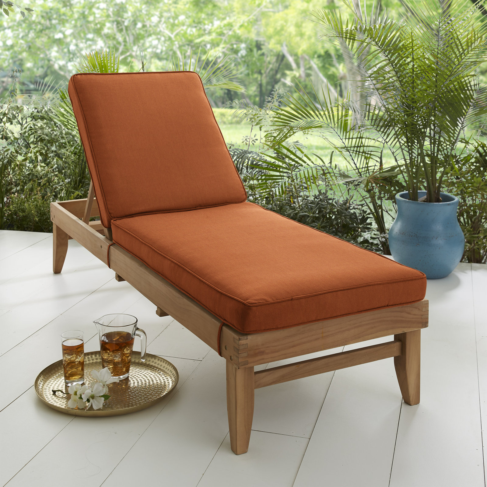 Ricmod Sunbrella® Seat and Back Cushion, 24" W x 73" D, Rust Orange