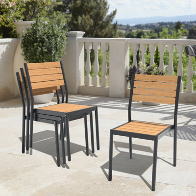 Stacking Outdoor Dining Chair with Aluminum Frame (Set of 4)