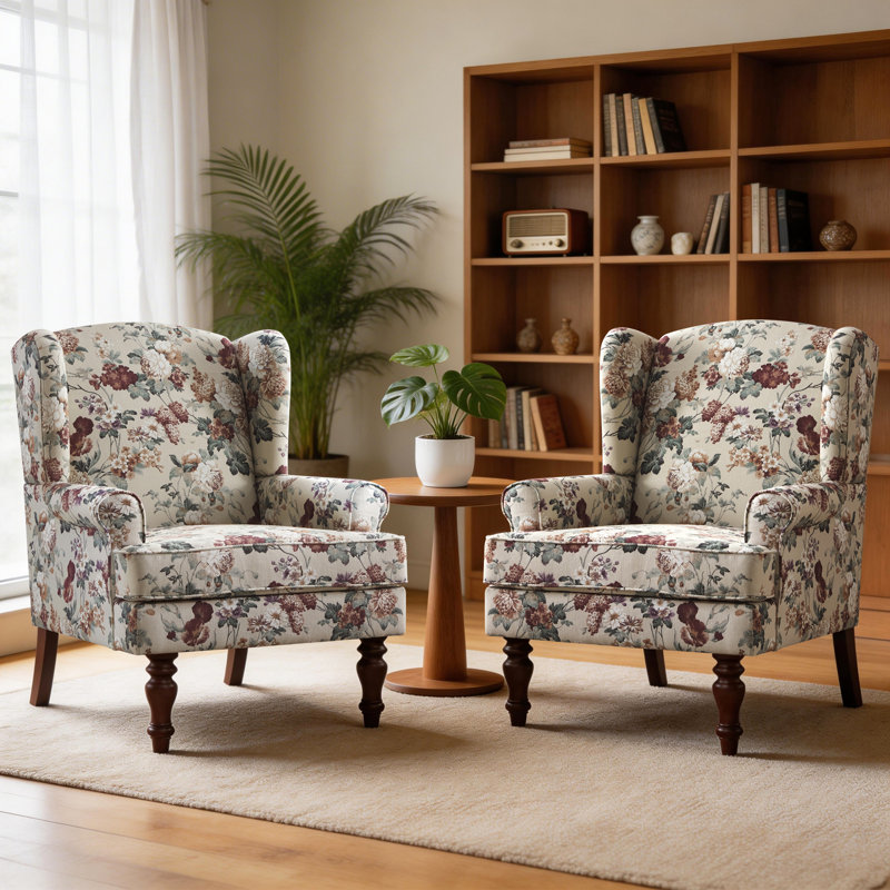 Upholstered Accent Chair, Red Floral