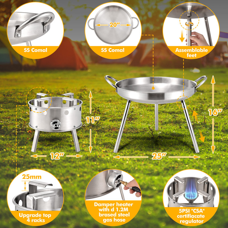 Ensemble de cuisson au propane à brûleur simple en acier inoxydable