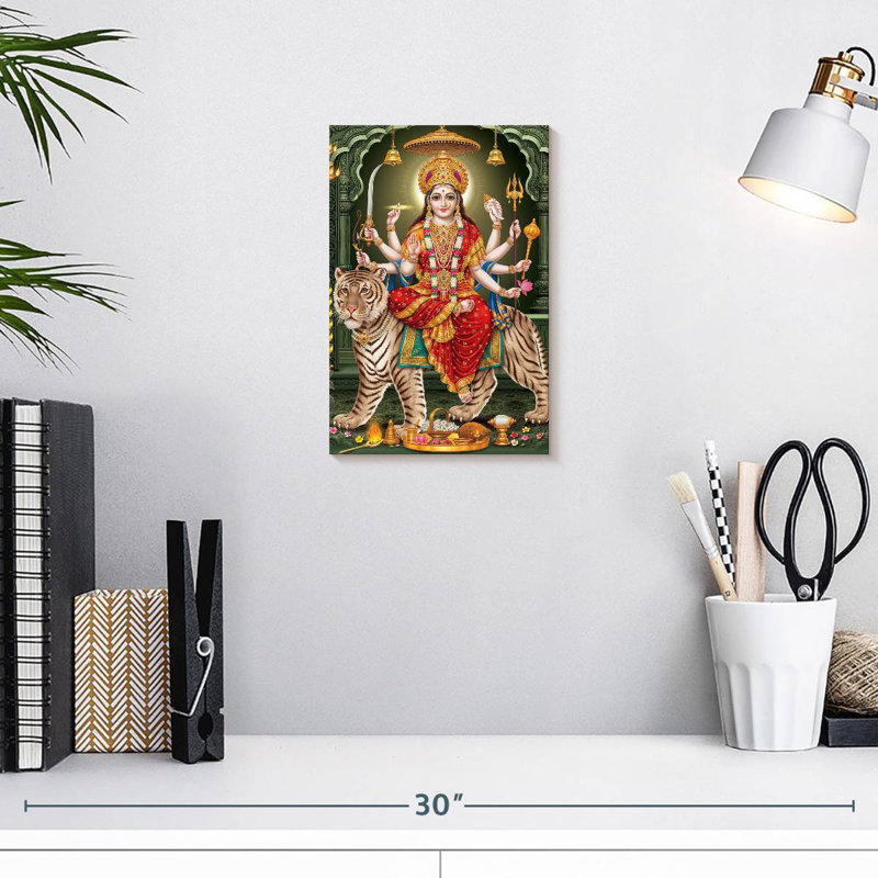Adella Durga On A Tiger, 12" H x 8" W