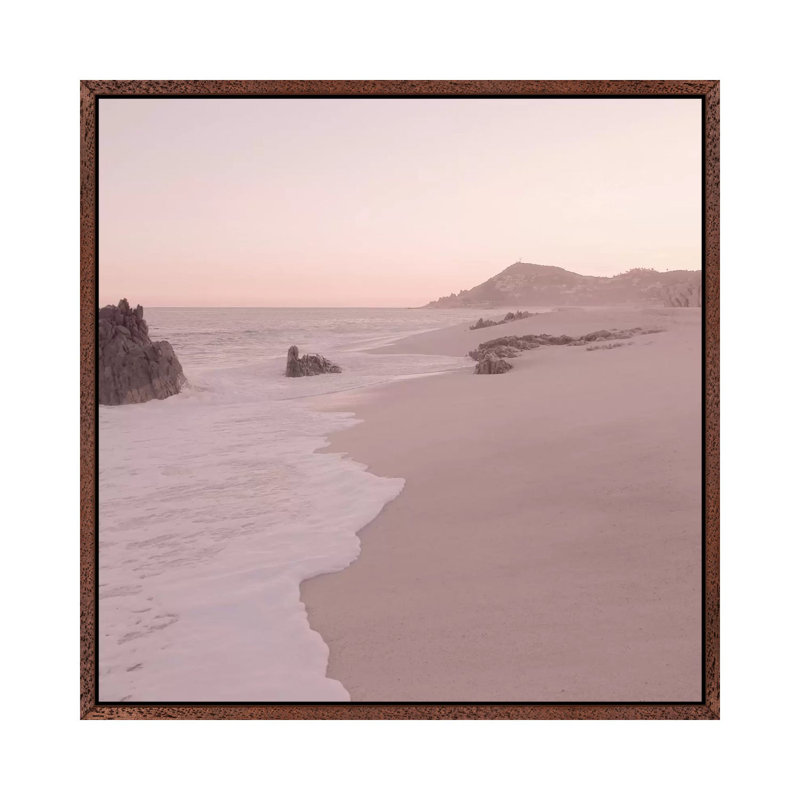 Rosegold Beach Morning Square by Monika Strigel - Print on Canvas, Classic Brown Wood Framed