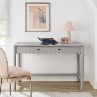Emmeline 1-Drawer Scallop Writing Desk In White