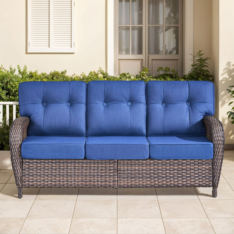 Harbor 3-Seater Outdoor Sofa - T-Shaped High Back & 5-Inch Cushions, All-Weather PE Rattan For Patio, Garden, Balcony Lounging