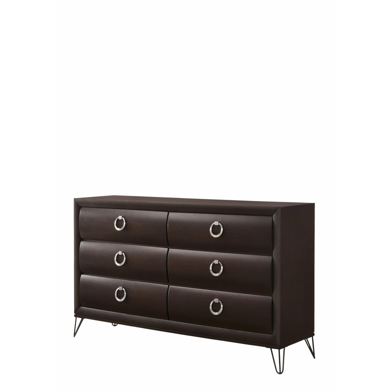 Commode de rangement horizontale, commode de chambre contemporaine à six tiroirs