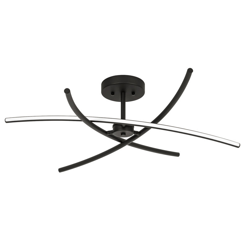 Plafonnier DEL moderne à arc en croix avec design sculptural, Black