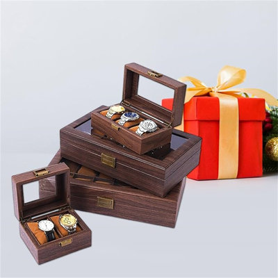 Watch Box Wood Watch Box Organizer with Transparent Lid Watch Display Case with Removable Pillows 10 Grids