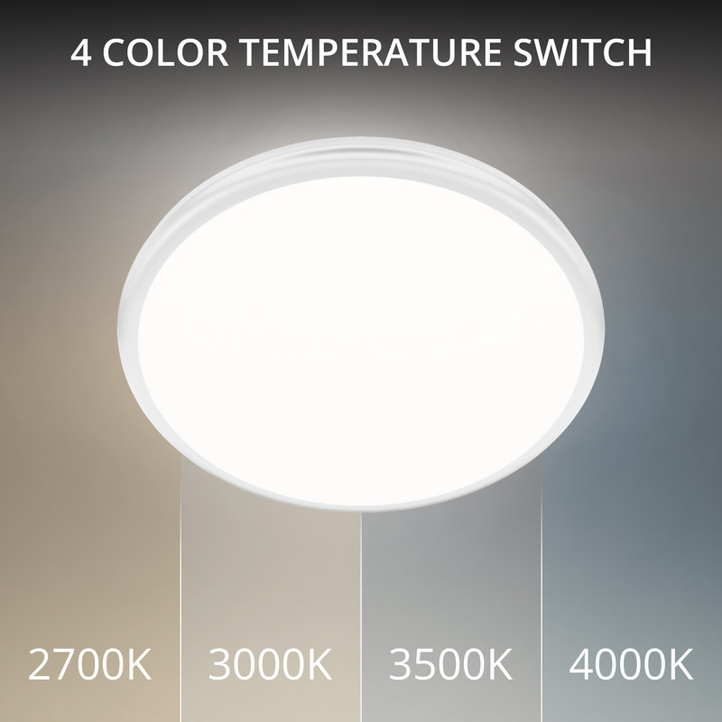 Parthenon 10" Dimmable LED Flush Mount With Built In Color Temperature Adjustability Switch From 2700K/3000K/3500K/4000K, 15"