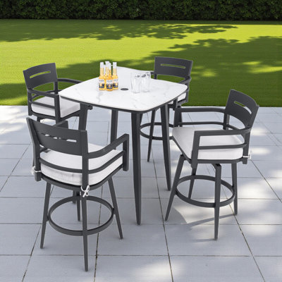 Tabourets de bar pivotants d'extérieur haut de gamme en aluminium avec coussin Sunbrella®