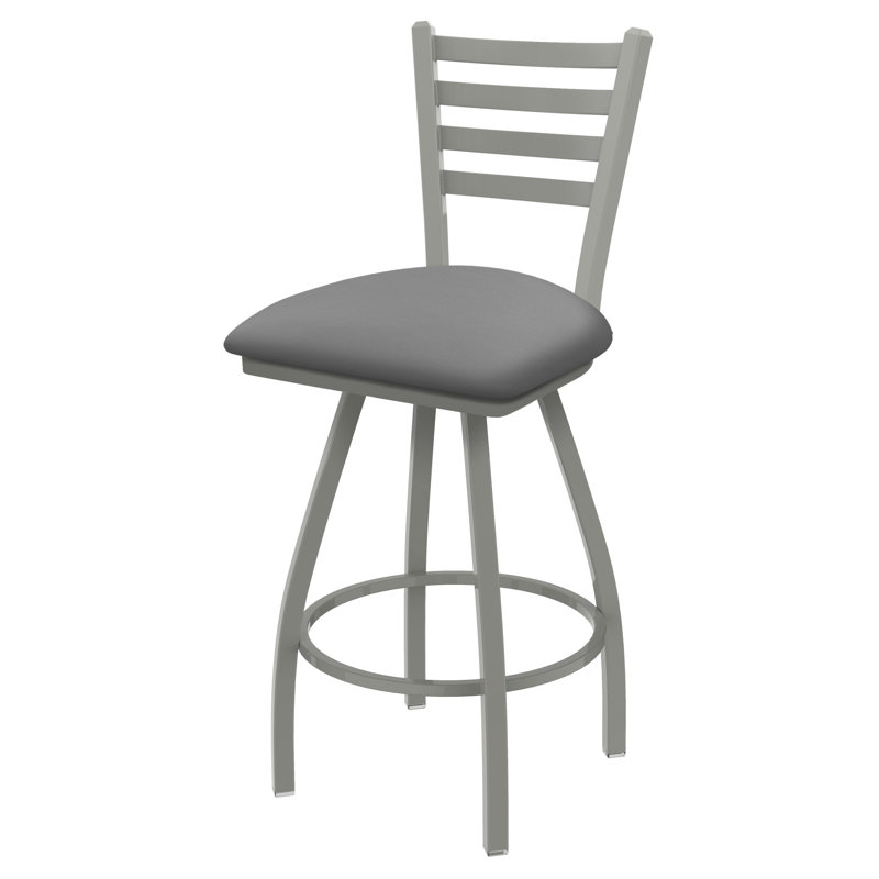 Tabouret de bar pivotant de 36" Evers, Nickel anodisé, Vinyle - gris Folkstone Canter