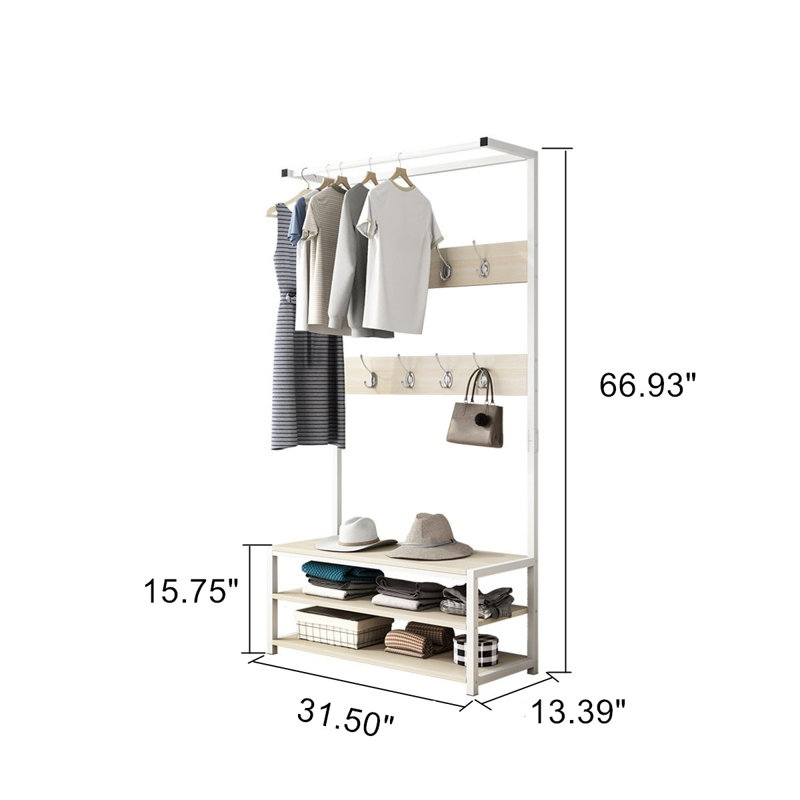 Valet Pasquina, H 66,93 po x l 31,4 po x P 13,39 po, Beige
