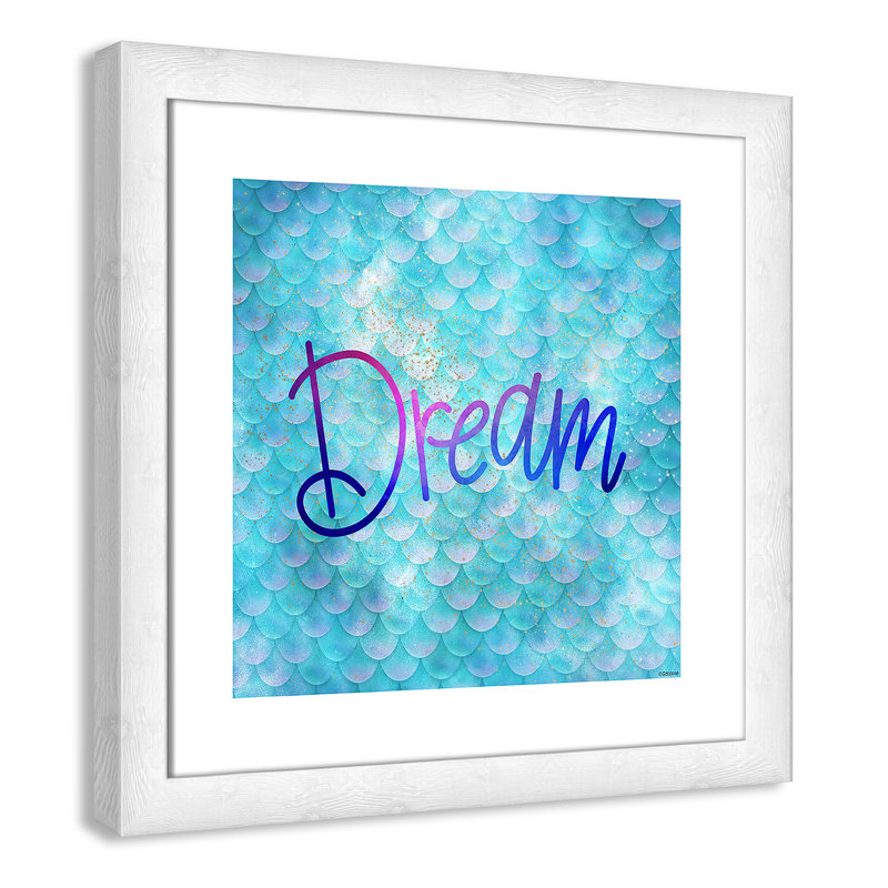 Décoration murale crème Dream Kids, H 18 po x l 18 po x P 0,63 po, Encadré plat à grain de bois blanc