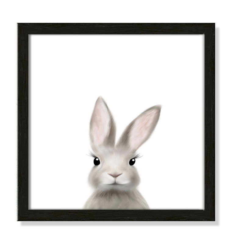 Art encadré en lapins forestières, H 13 po x l 13 po x P 1,19 po, Cadre boîte à grain de bois noir