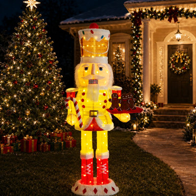 5 FT. Outdoor Christmas Decoration Pop-Up Nutcracker Gingerbread Christmas Yard Decoration with Warm White LED Lights