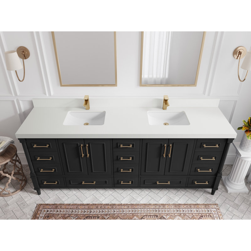 Aberdeen Bathroom Vanity, White, Black