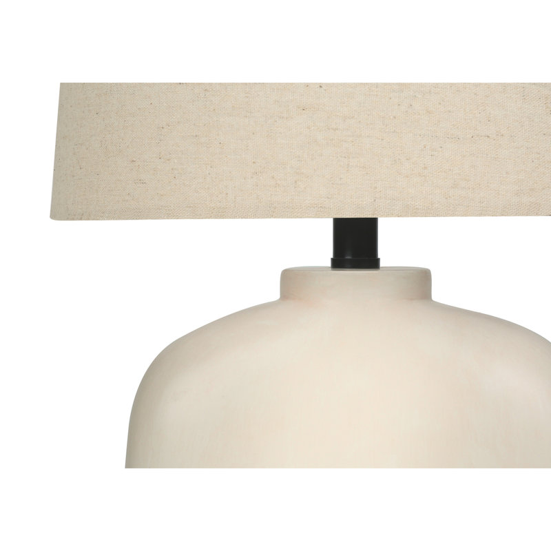 Lighting, 25 po, lampe de table, résine crème, abat-jour beige, moderne