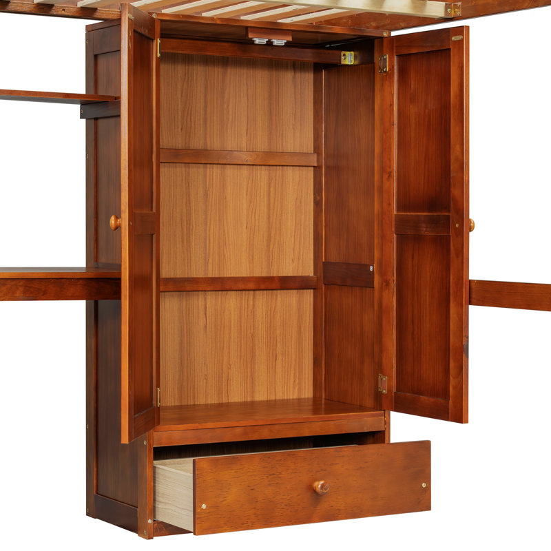 Structure de lit de style moderne, lit mezzanine en bois avec bureau, étagères à livres et garde-robe, escalier intégré avec tablettes de rangement, lit mezzanine avec garde-corps de sécurité