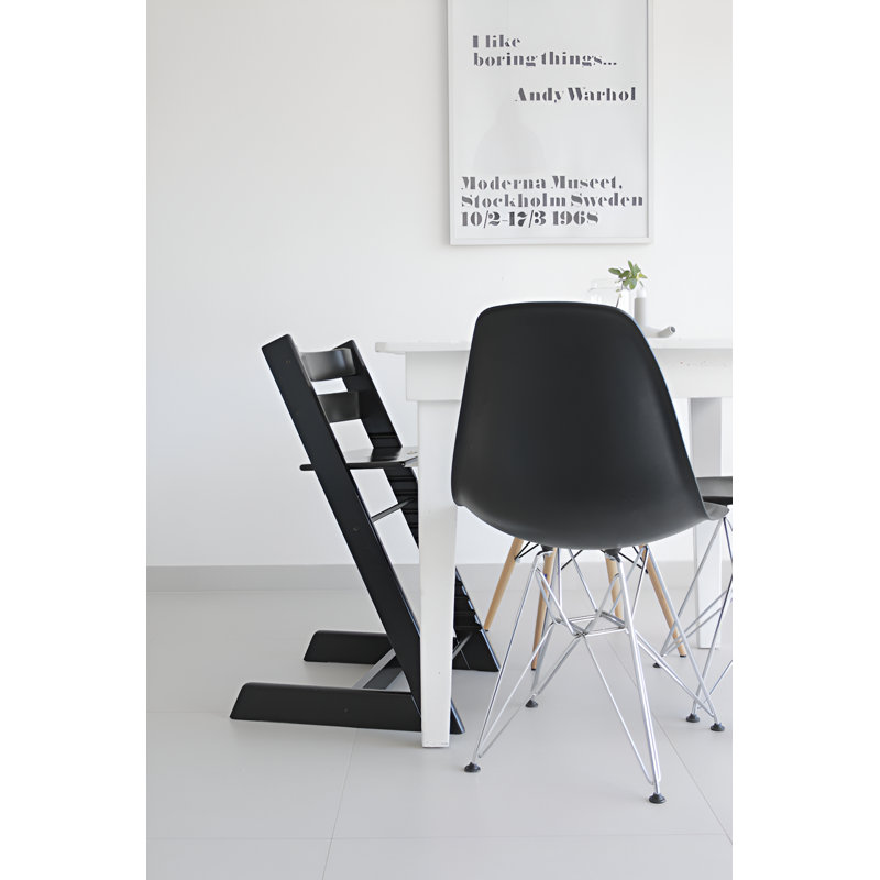 Eiffel Chair With Chrome Base, Black