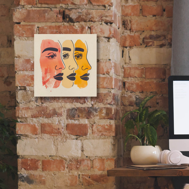 Wrought Studio™ 'Three Faces' by Andreas Magnusson Canvas Wall Art, 12" H x 12" W x 0.75" D