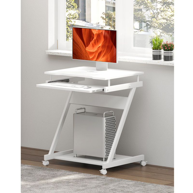 Chariot de travail portable pour ordinateur portable, Blanc