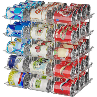 5-Tier Clear Adjustable Can Organizer, Holds Up to 60 Cans, Canned Goods & Soup Storage Rack for Pantry, Cabinet or Refrigerator