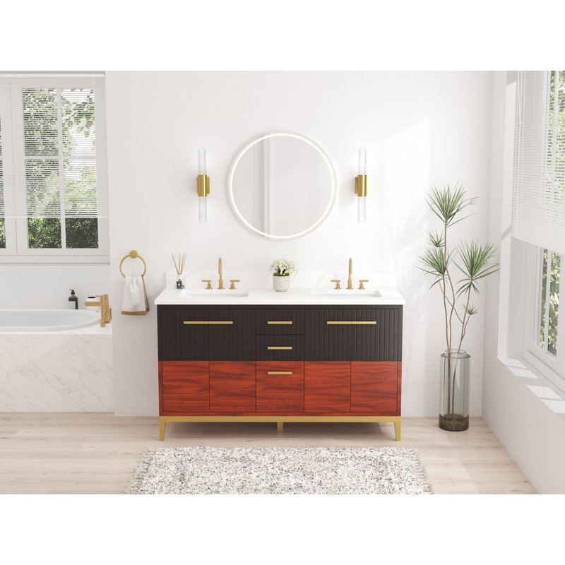 Ensemble de meuble-lavabo moderne 60 po Mid-Century