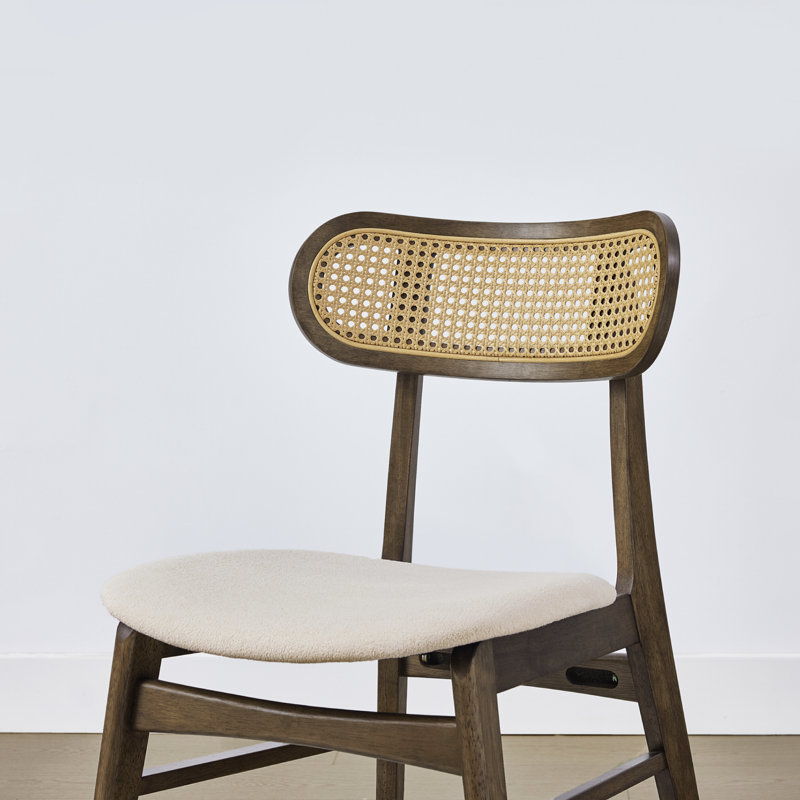 Chaises de salle à manger rembourrées avec dossier en rotin, Noyer