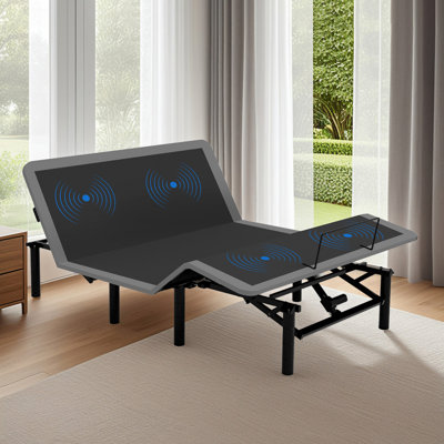 Queen Size Bed Frame With Massage And Incline Capabilities, Five Modes, Wireless Remote Operation, Led Under Lighting, Type-a Type-c Ports, 4 Sizes Adjustable Legs, Easy Assembly Electric In Size,