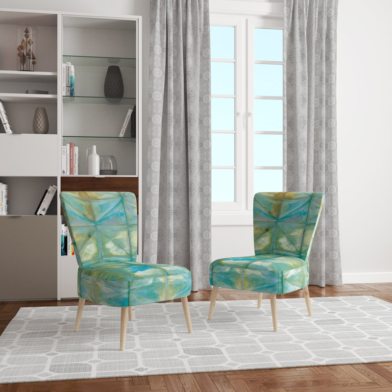 Diamonds Minimal Geometric / Cottage - Upholstered Side Chair, Blue