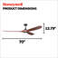 Ventilateur de plafond 70 po noir mat avec lumière Honeywell Taiga