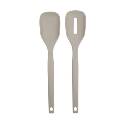 Ensemble de 2 cuillères à mélanger en silicone Tovolo Elements pour cuisson antiadhésive, gris chaud
