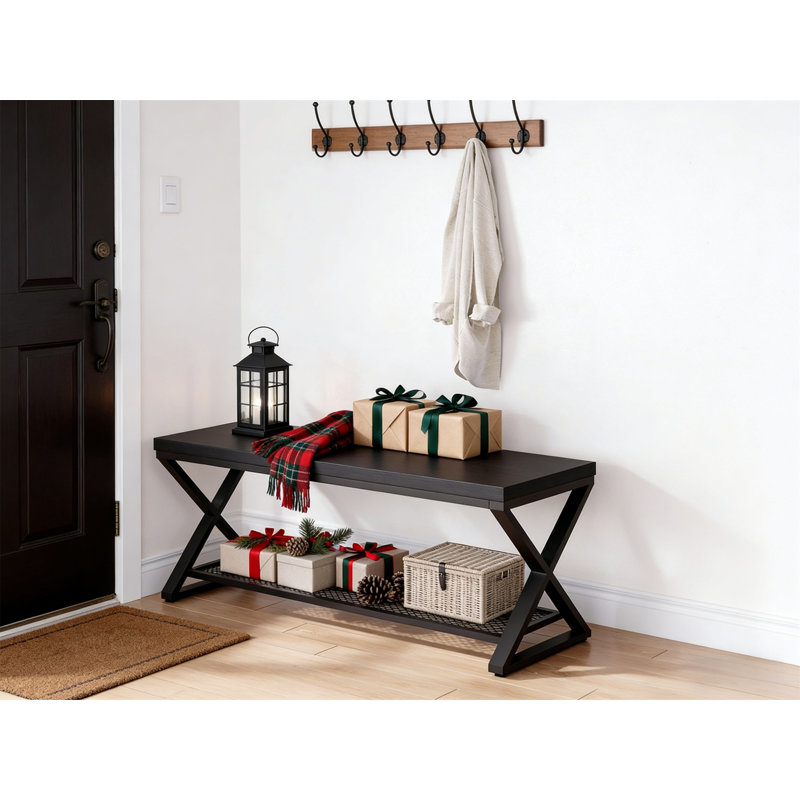 Range-chaussures en bois de qualité supérieure pour la maison, H 18 po x l 39 po x P 14 po, Noir
