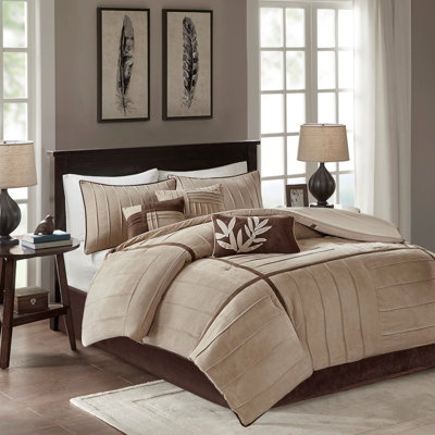 Édredon très grand en faux suède beige - Bourre 100% confortable