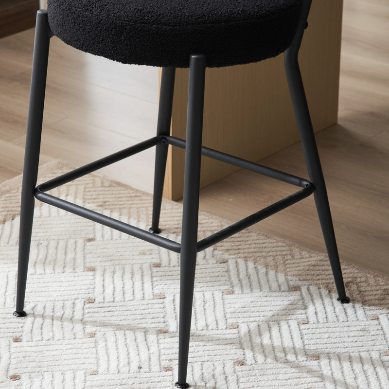 4 tabourets de bar rembourrés en tissu moderne - base en métal pour la salle à manger, le salon noir, élégant et confortable 4 pièces rembourrés, café noir, cuisine, très tendance