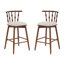 Tabouret de bar en bois d'hévéa avec revêtement beige Doria