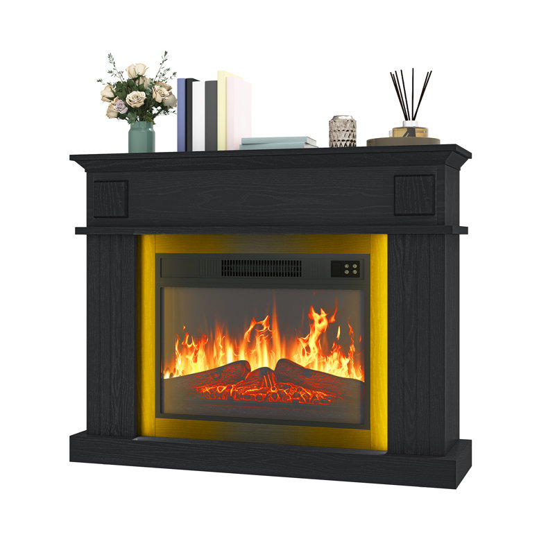 Metro Lane 100cm W Electric Fireplace with 2000 BTU, Black