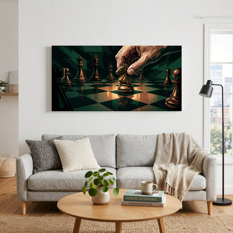 Ensemble d'une toile décorative sur le thème des stratégies d'échecs, 32“W x 16”H, Wrapped Canvas