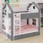 Lit superposé House avec tiroirs de rangement, tablettes et bande lumineuse, design moderne-438960157-438578895